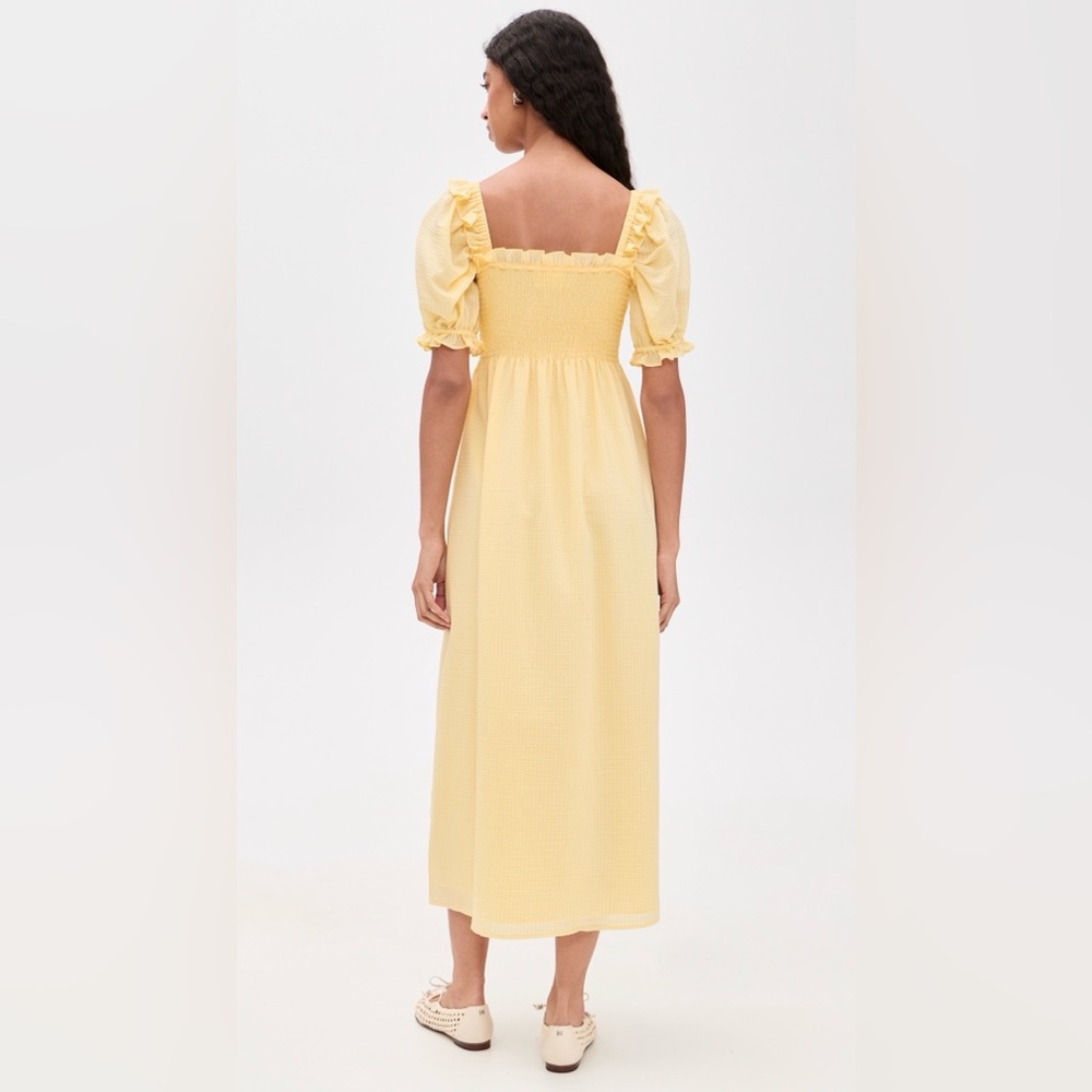 Hill House Scarlett Nap Dress Butter Yellow Tonal Seersucker Midi - Picture 2 of 12
